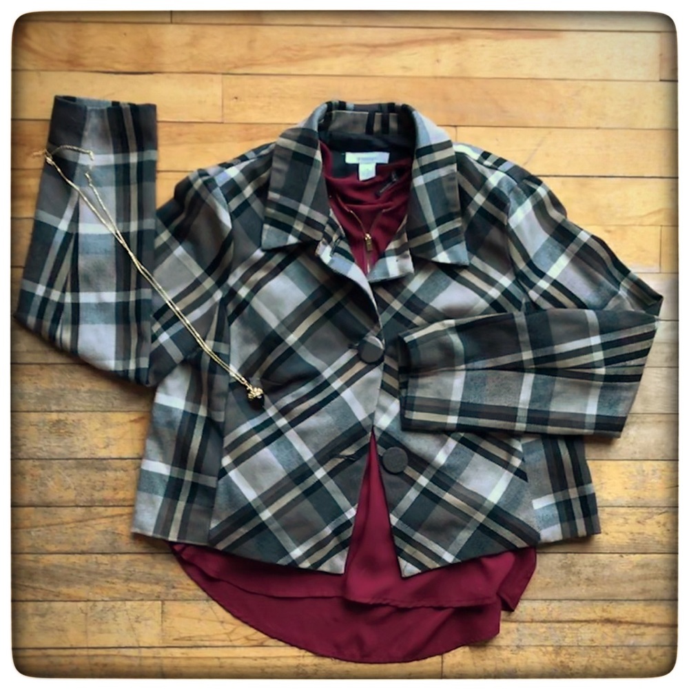 Plaid DB light jacket, Fall, blazer, work wear